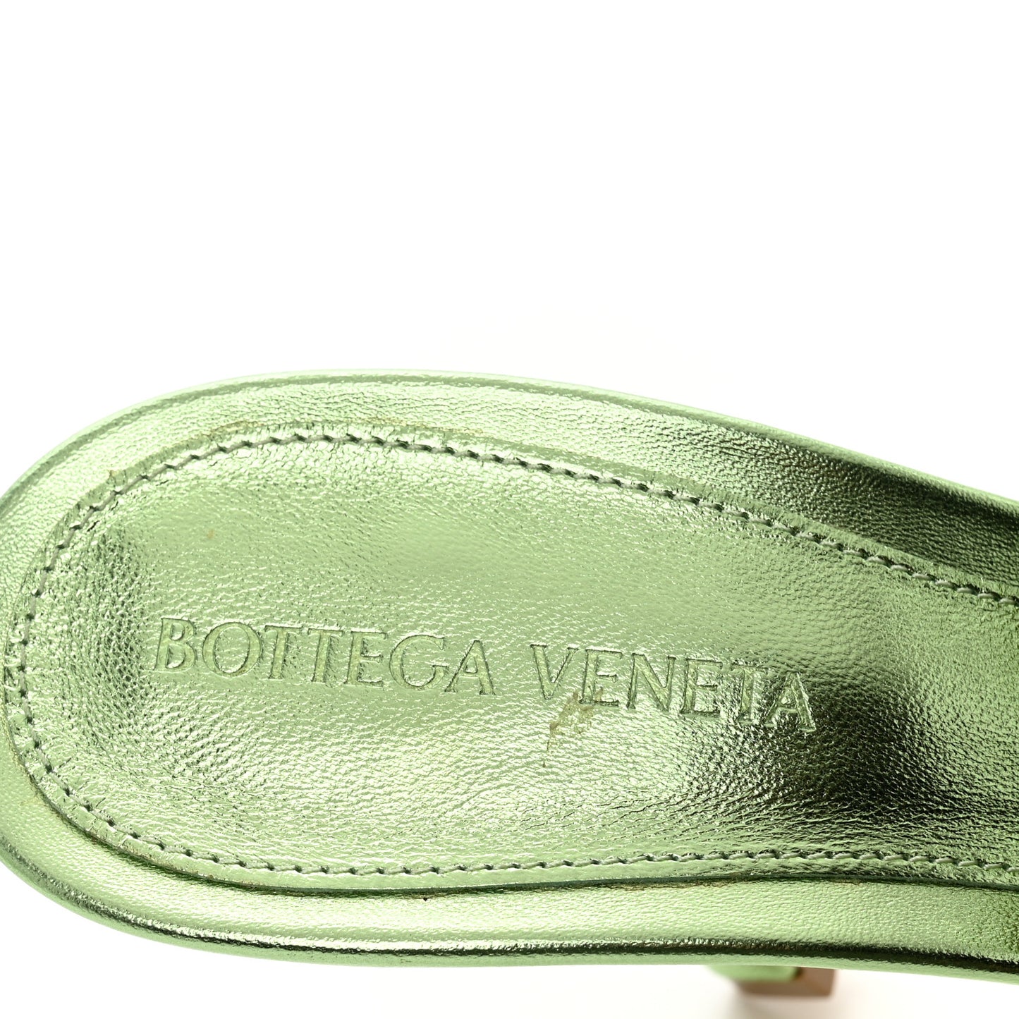 Metallic Nappa Reflection Matelasse Padded Mule Sandals 38 Pistachio