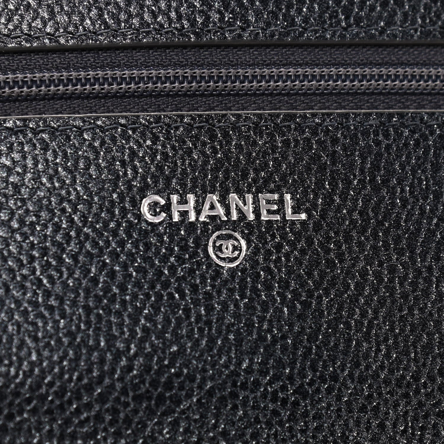 Chanel Metallic Caviar Quilted Wallet On Chain WOC Charcoal 6 of 11