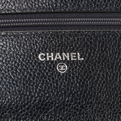 Chanel Metallic Caviar Quilted Wallet On Chain WOC Charcoal 6 of 11