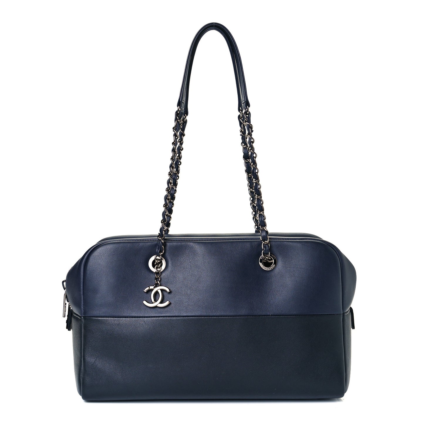 Calfskin Timeless Duo Bowling Bag Dark Navy Black