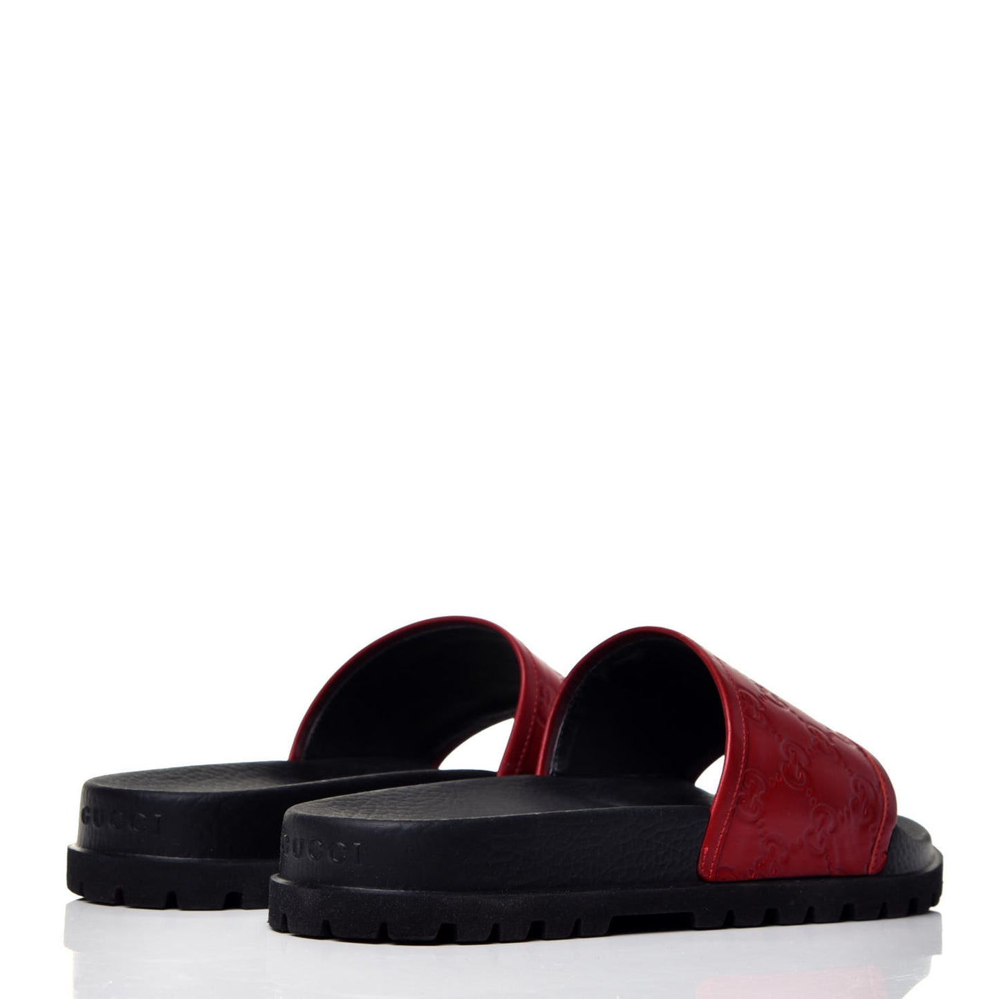 Guccissima Signature Mens Lug Sole Slide Sandals 9 Hibiscus Red