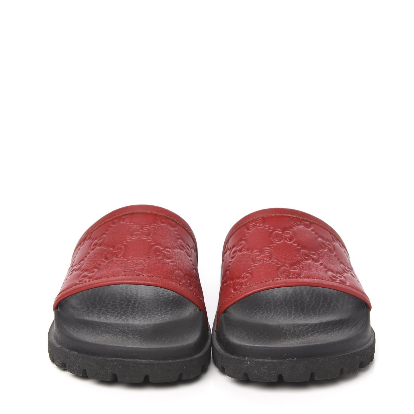 Guccissima Signature Mens Lug Sole Slide Sandals 5 Hibiscus Red