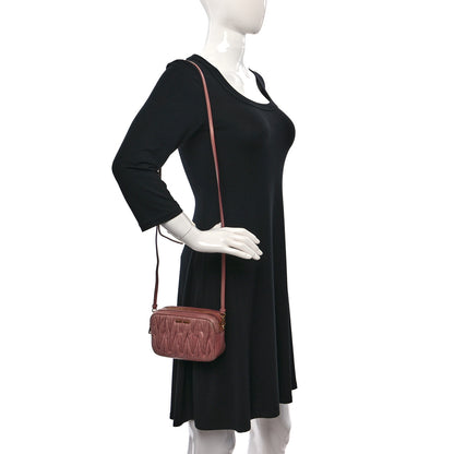 Miu Miu Vitello Lux Matelasse Double Zip Shoulder Bag Rosa 2 of 13