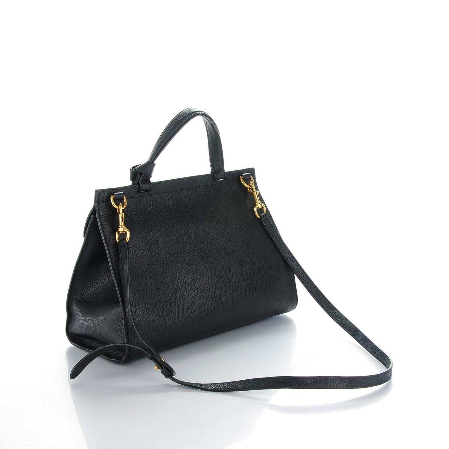 Calfskin Small GG Marmont Top Handle Bag Black