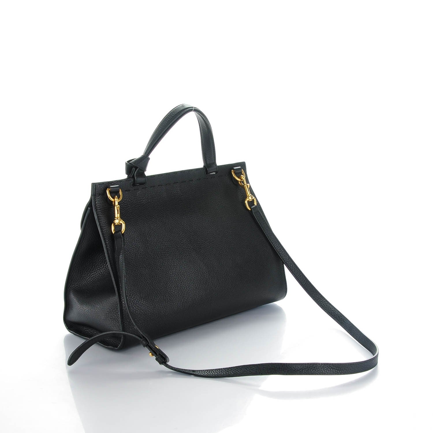 Gucci Calfskin Small GG Marmont Top Handle Bag Black 3 of 7