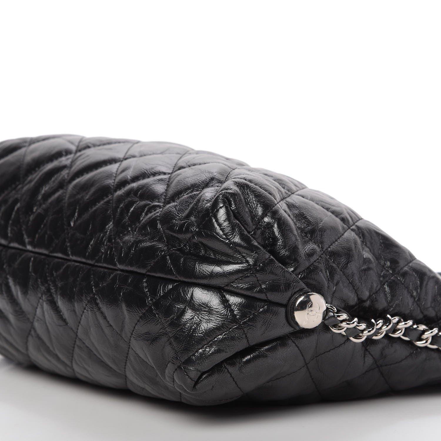 Chanel Metallic Crackled Calfskin Quilted Medium Big Bang Hobo Black 7 of 10