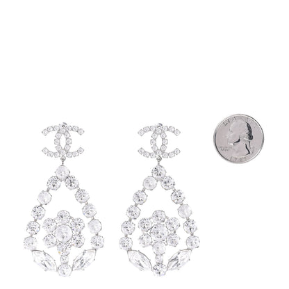 Chanel Crystal CC Tear Drop Earrings Silver 2 of 4