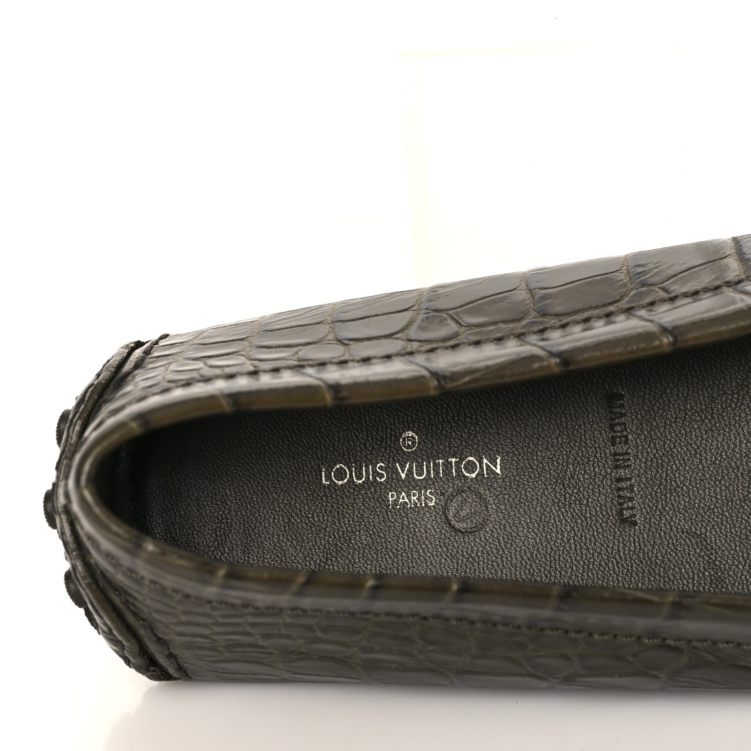 Louis Vuitton Calfskin Crocodile Embossed Dauphine Loafers 39 Green 6 of 6