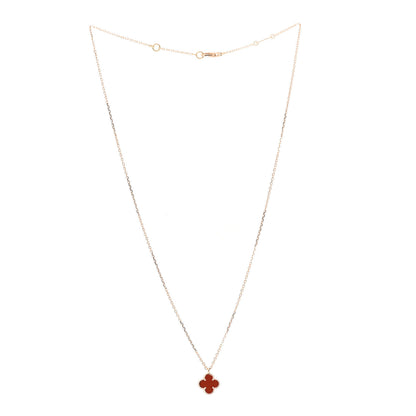 Van Cleef & Arpels 18K Rose Gold Carnelian Sweet Alhambra Pendant Necklace 3 of 7