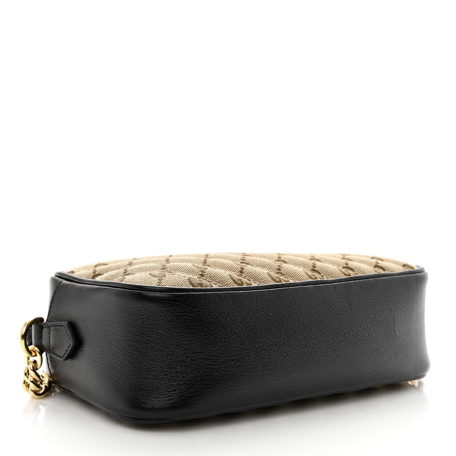 Gucci Monogram Matelasse Diagonal Small GG Marmont Chain Shoulder Bag Beige Black 4 of 10