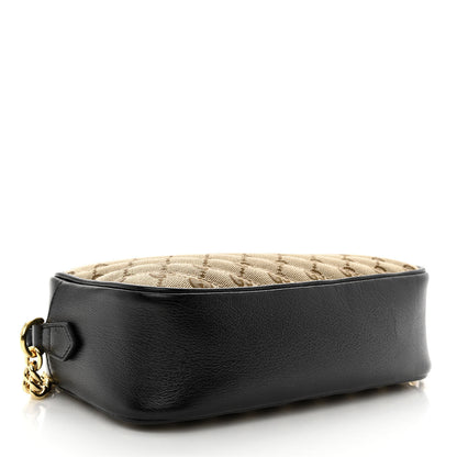 Gucci Monogram Matelasse Diagonal Small GG Marmont Chain Shoulder Bag Beige Black 4 of 10