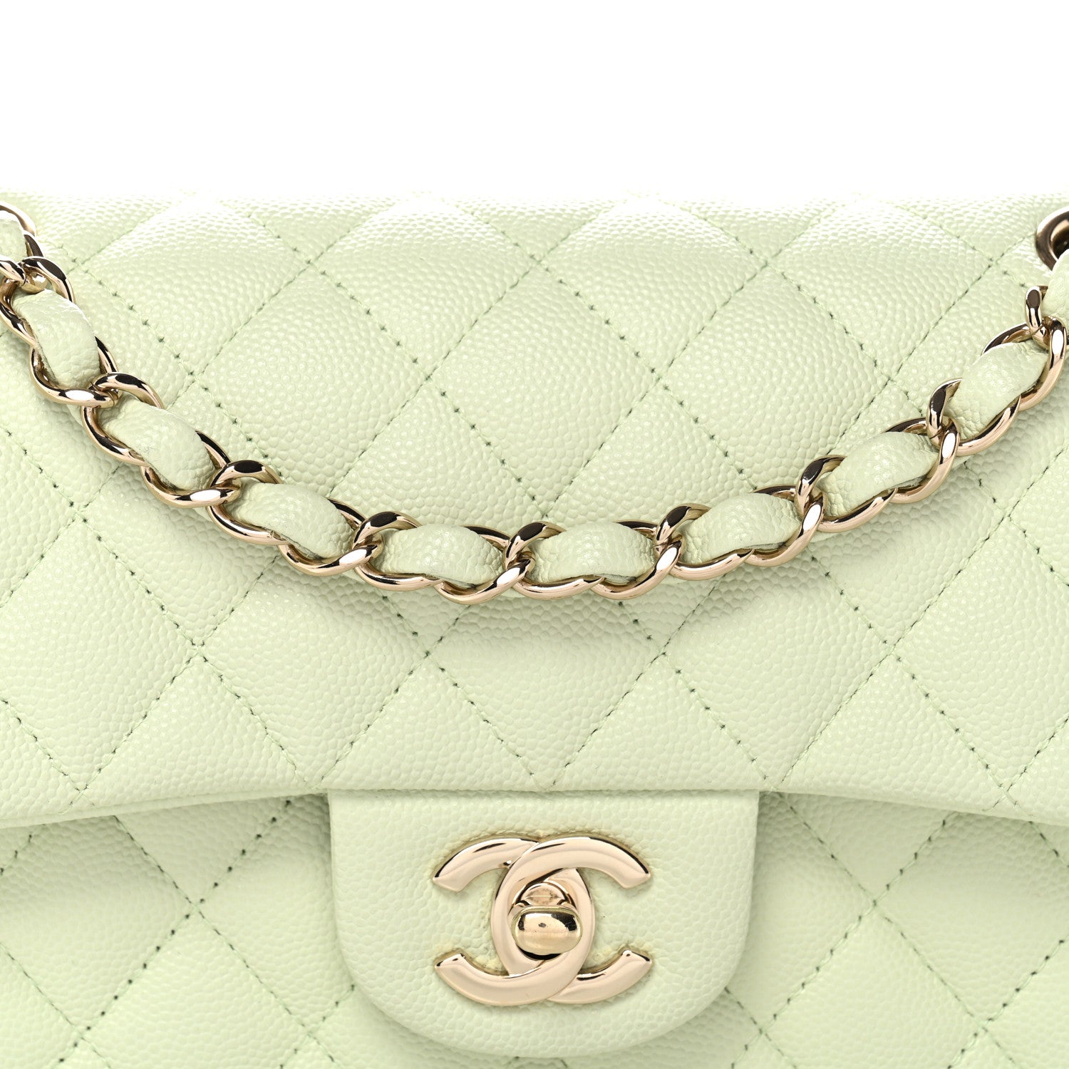 Chanel Caviar Quilted Small Double Flap Light Green 8 of 10