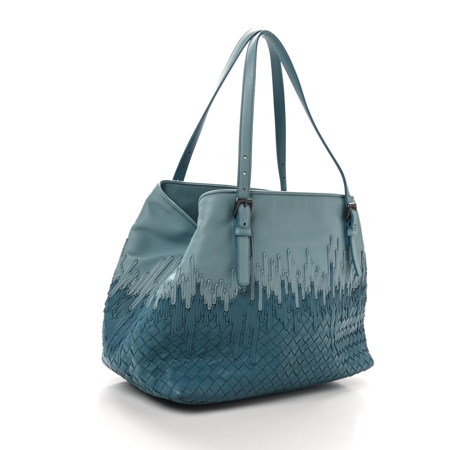 Nappa Intrecciato Medium Flow Wave Tote Blue