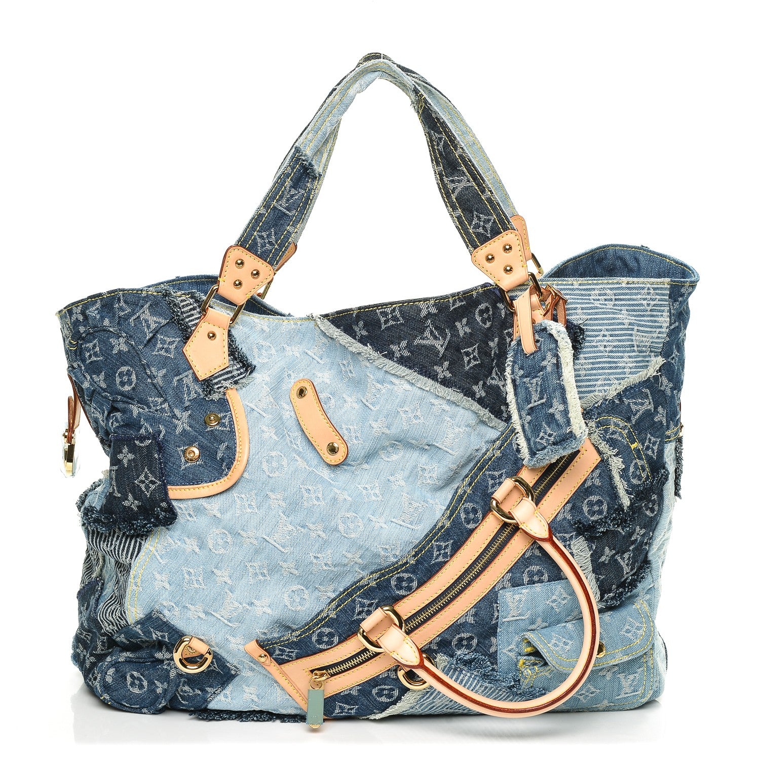 Louis Vuitton Denim Patchwork Cabby Tote Blue 1 of 6