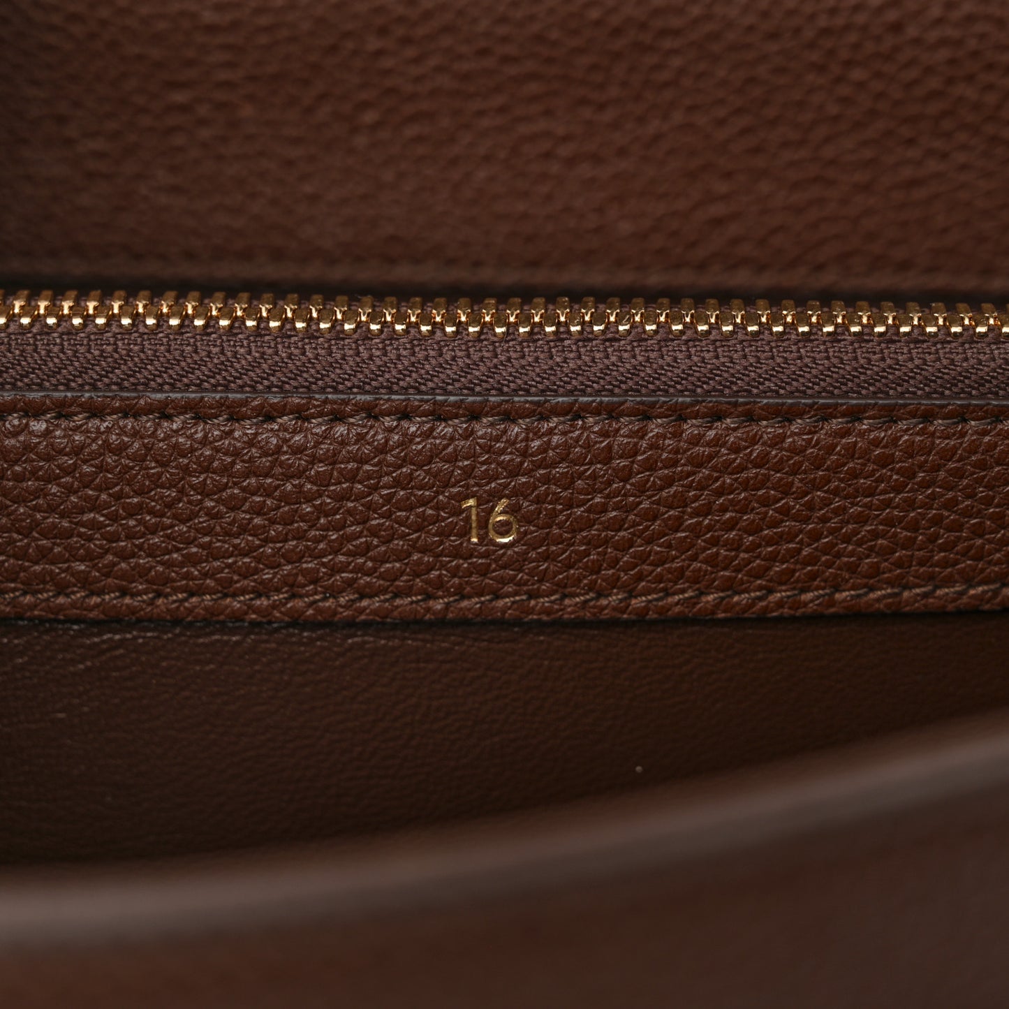 Grained Calfskin Medium 16 Top Handle Bag Brown