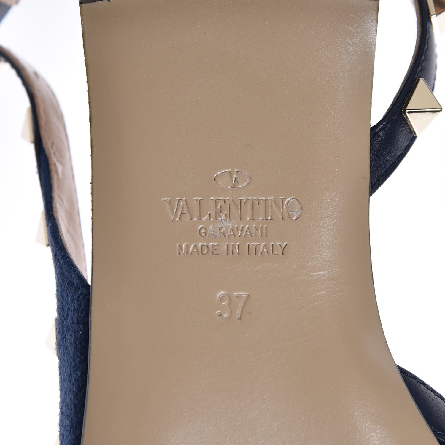 Valentino Garavani Suede Nappa Rockstud Slingback Flats 37 Marine 6 of 8
