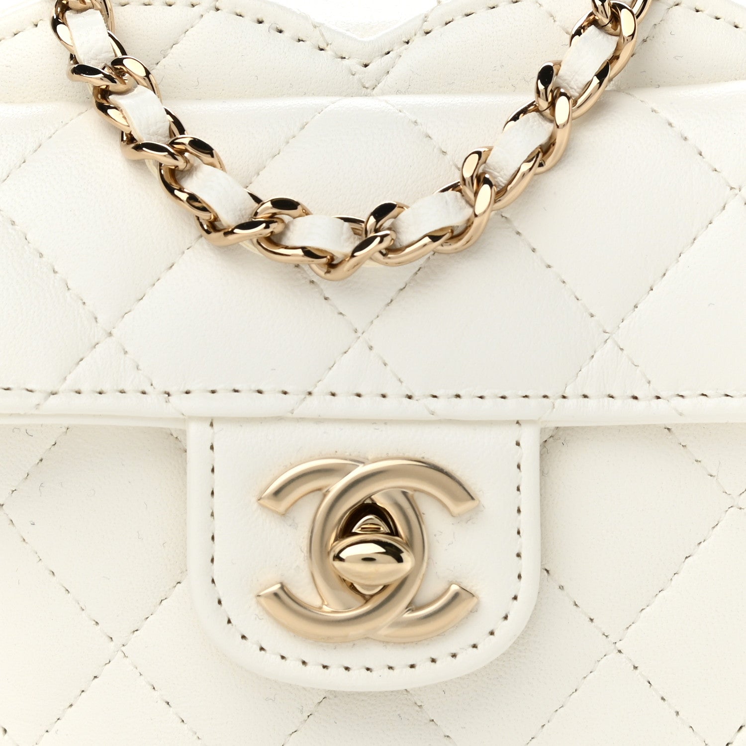 Chanel Lambskin Quilted CC In Love Heart Clutch With Chain White 8 of 11