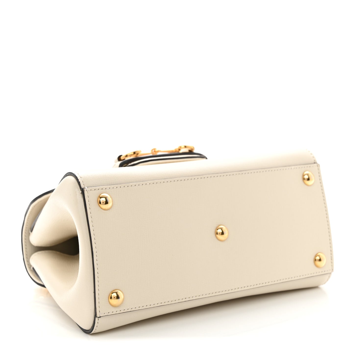 Glazed Textured Calfskin Mini Horsebit 1955 Top Handle Flap Bag Mystic White