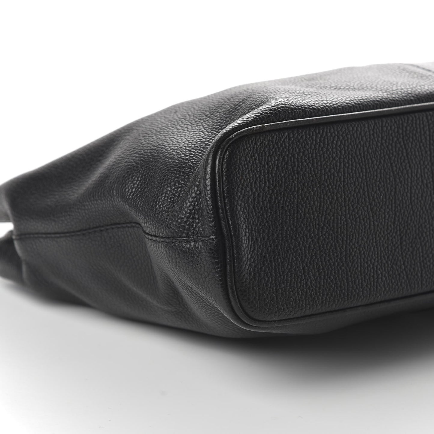 Grainy Calfskin Haymarket Check Tote Black