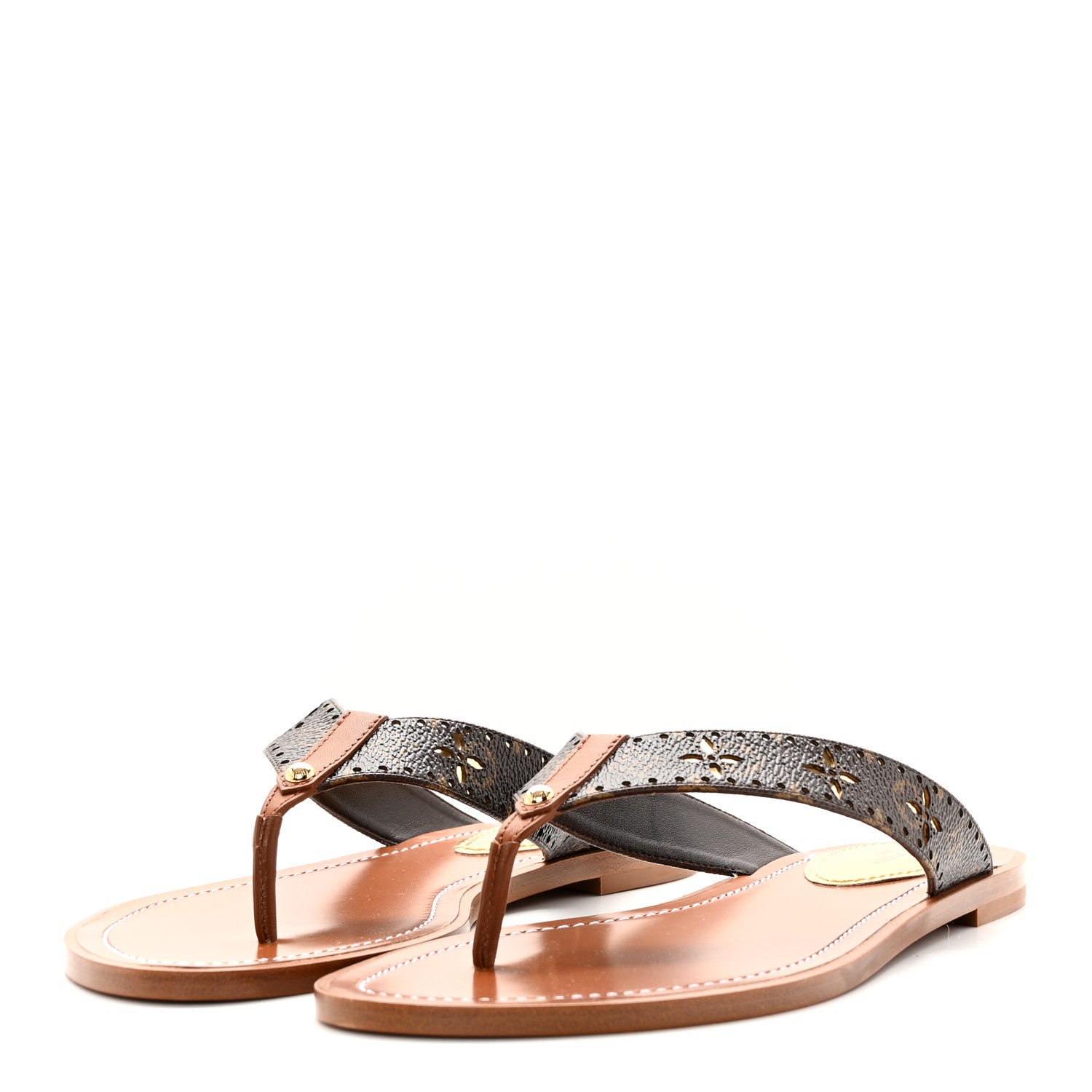Louis Vuitton Monogram Sunny Flat Thong Sandals 38.5 Brown 3 of 11