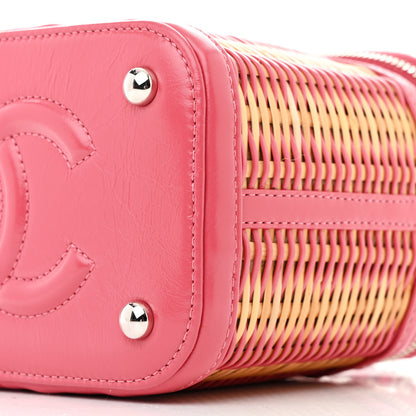 Chanel Calfskin Raffia Small Take Away Vanity Case Bag Pink Beige 10 of 10