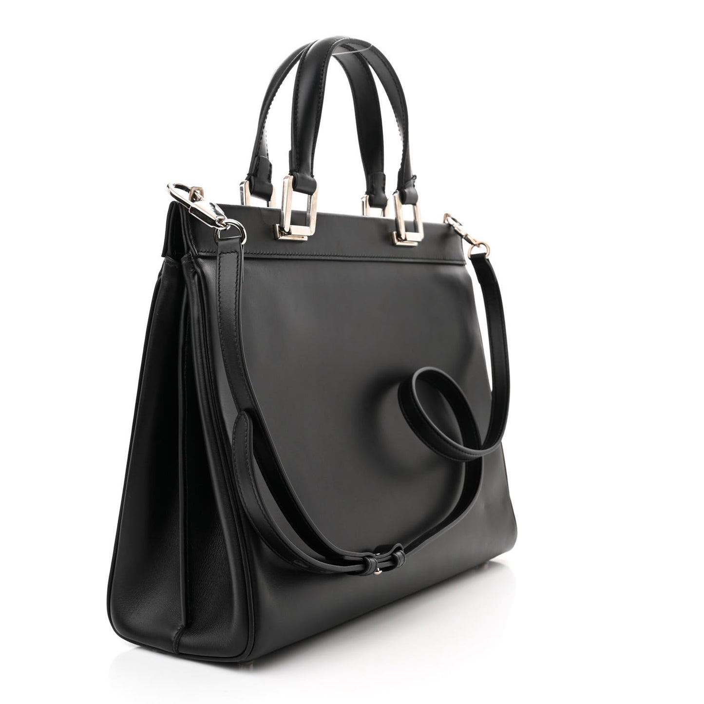 Smooth Calfskin Medium Zumi Top Handle Bag Black