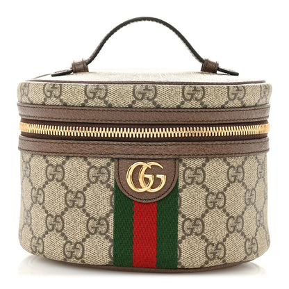 Gucci GG Supreme Monogram Textured Calfskin Web Ophidia Vanity Cosmetic Case Beige Ebony New Acero 1 of 9