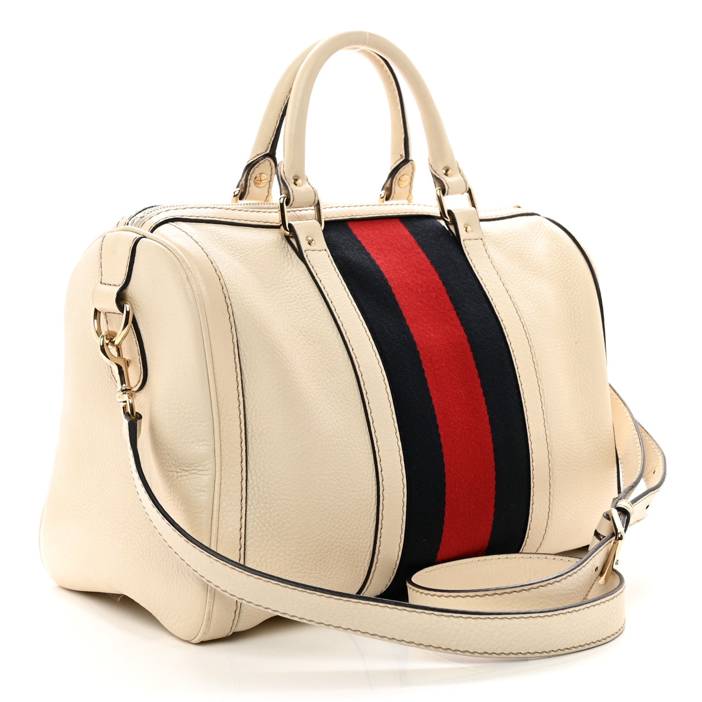 Calfskin Vintage Web Medium Boston White