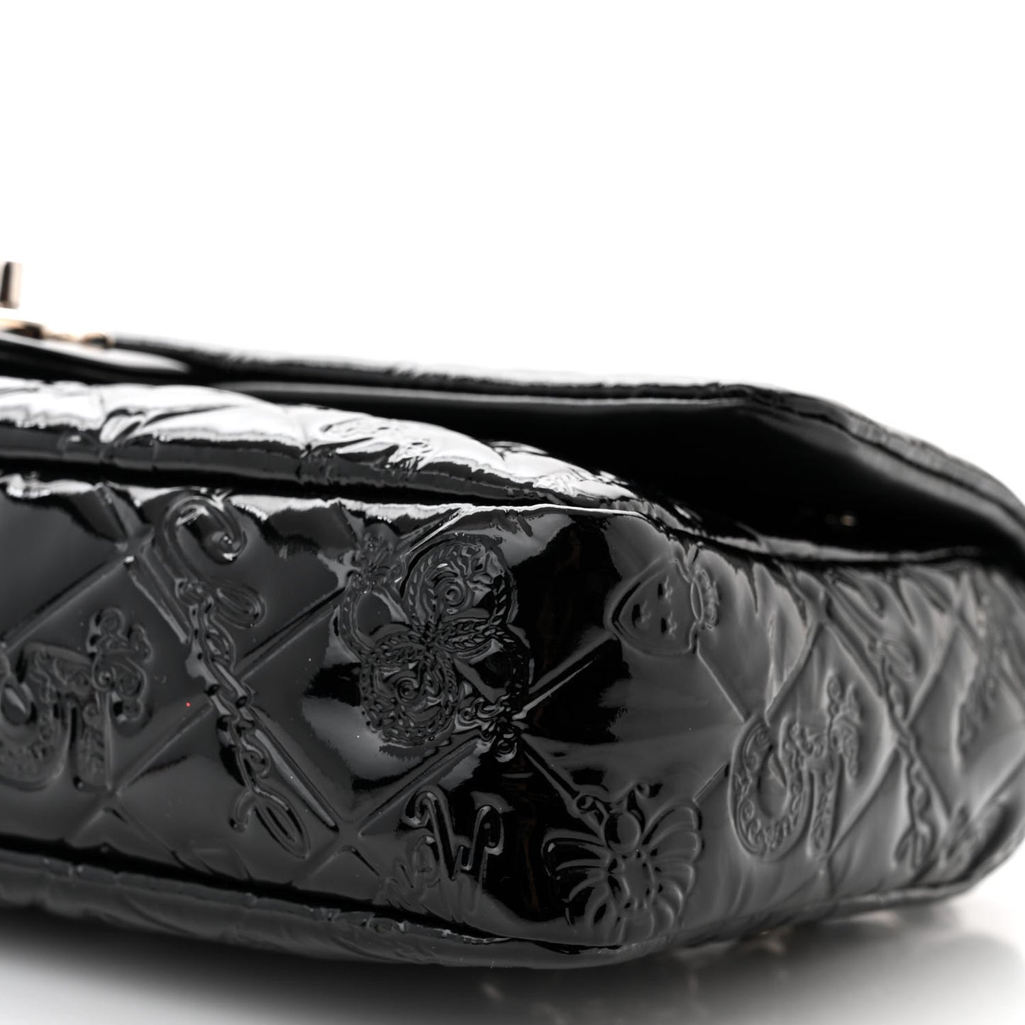 Patent Medium Lucky Symbols Flap Black