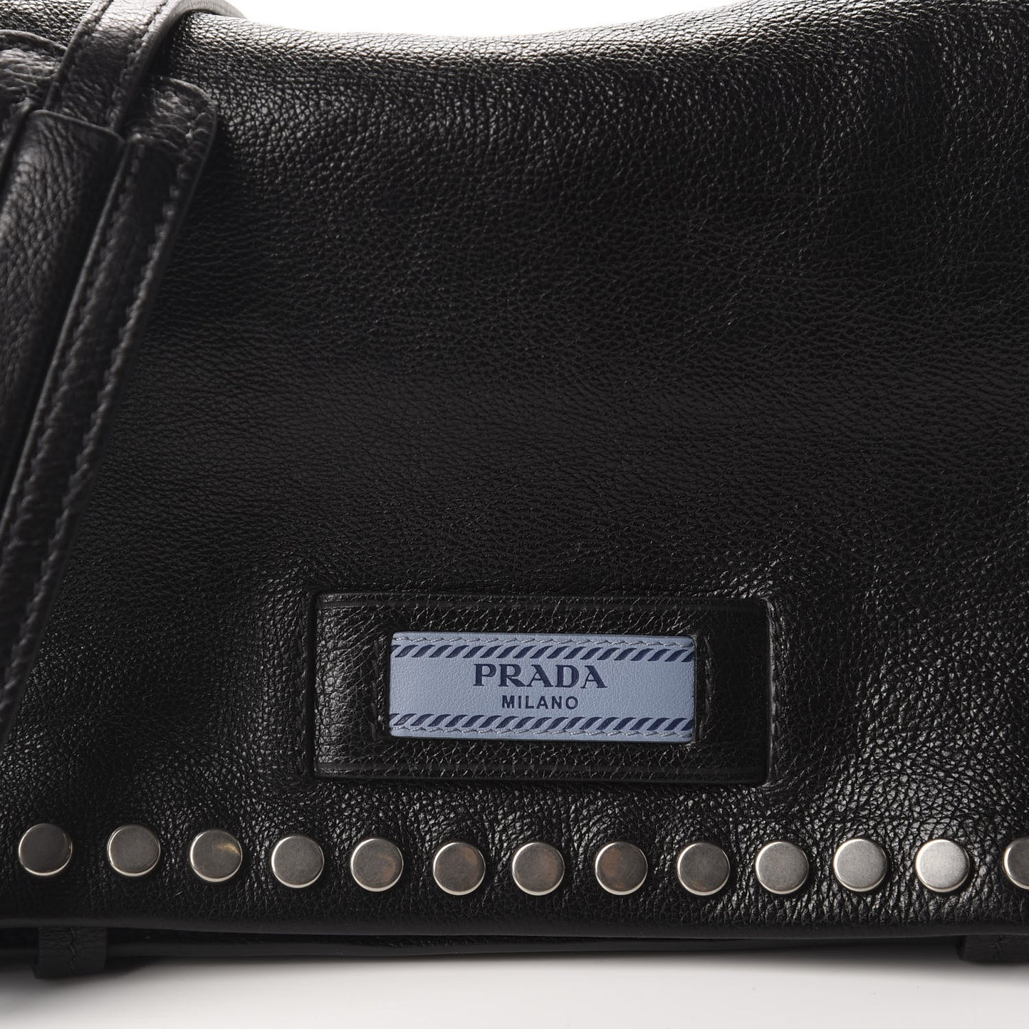 Glace Calfskin Studded Etiquette Flap Black