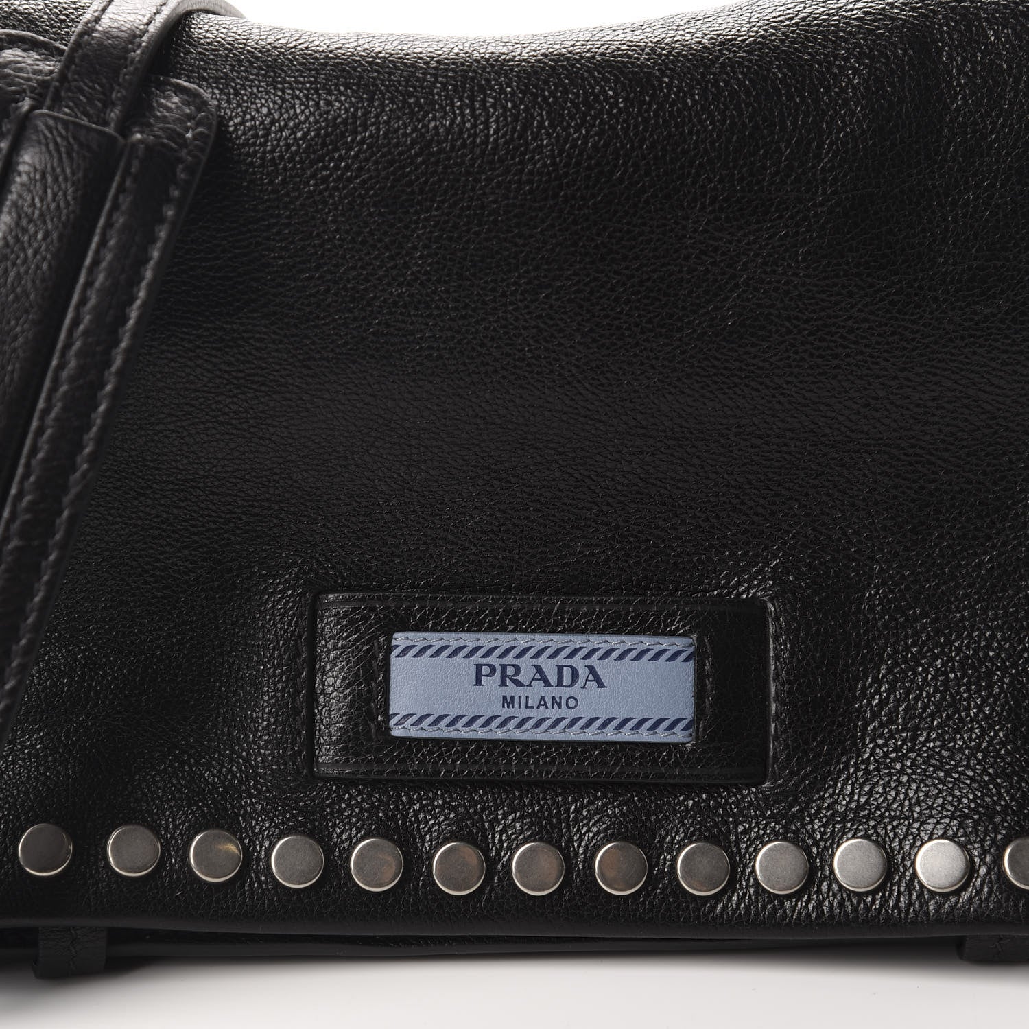 Prada Glace Calfskin Studded Etiquette Flap Black 11 of 11
