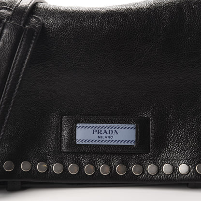 Prada Glace Calfskin Studded Etiquette Flap Black 11 of 11