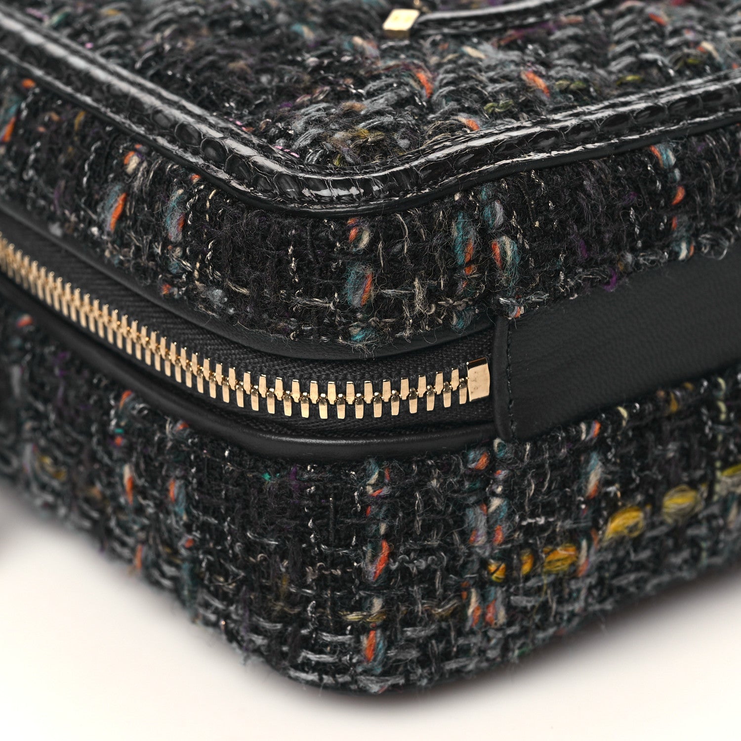 Chanel Tweed Snakeskin Quilted Small CC Filigree Vanity Case Navy Multicolor 8 of 9