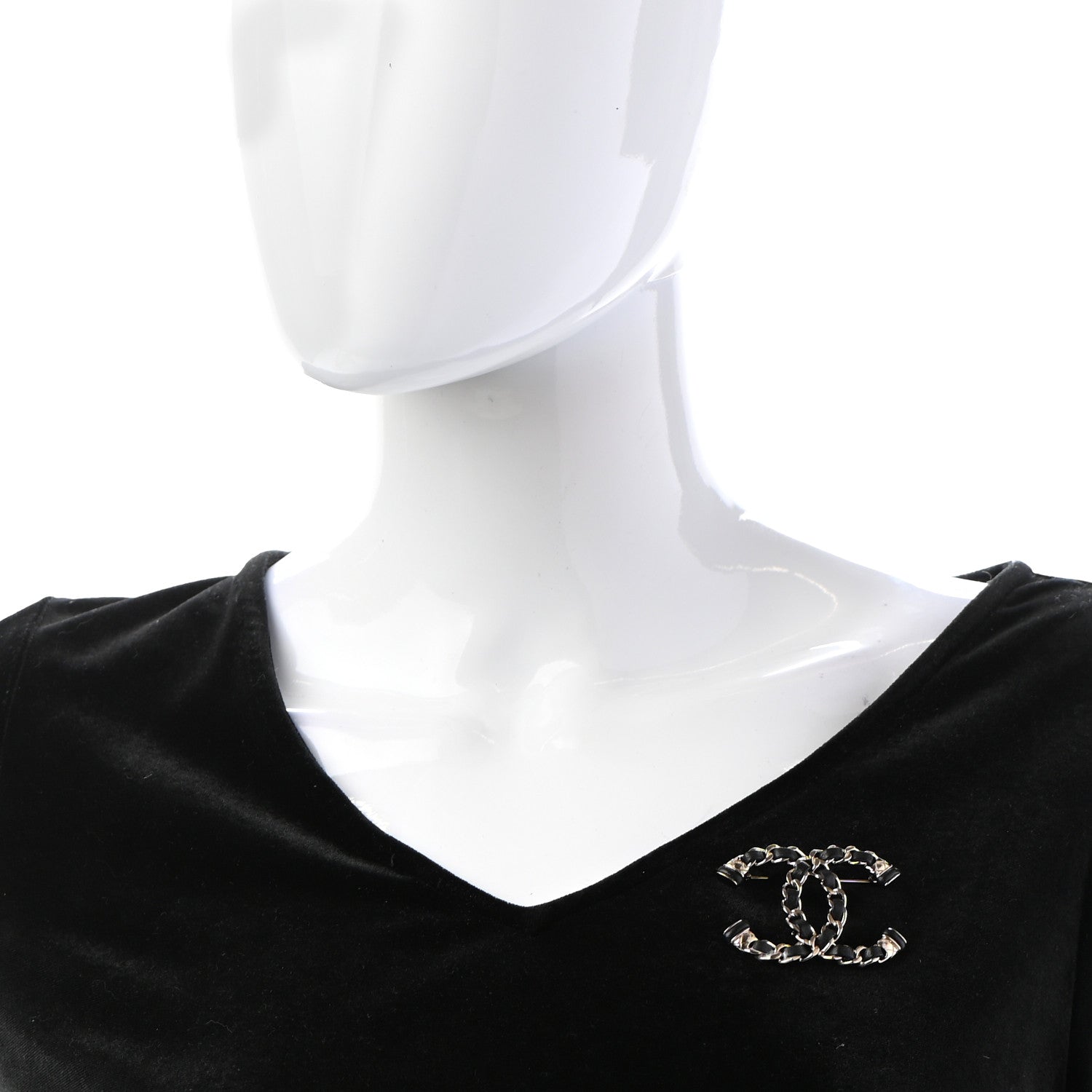 Chanel Lambskin Chain CC Brooch Black Gold 2 of 5