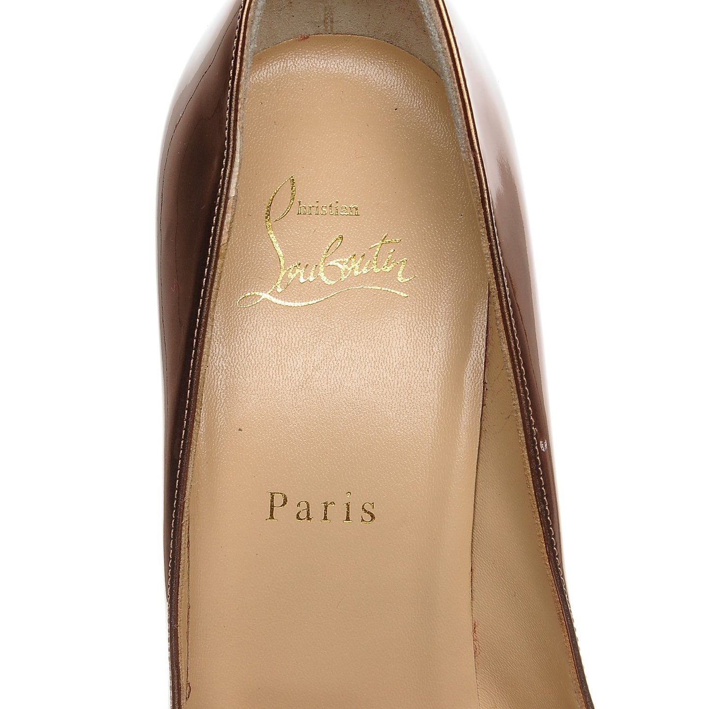 Metallic Patent Pigalle Follies 100 Pumps 41 Cappuccino