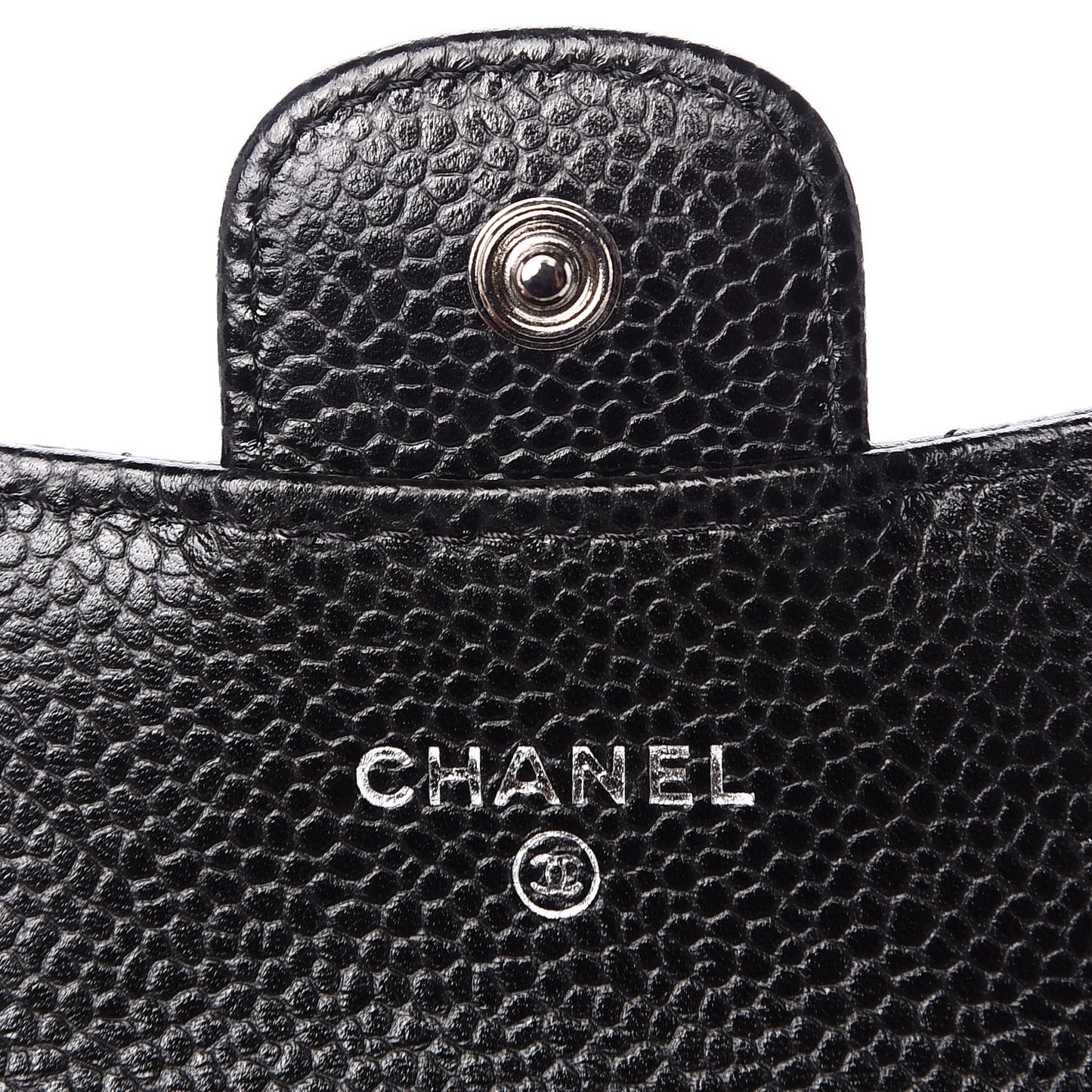 Caviar Quilted Flap Card Holder Black