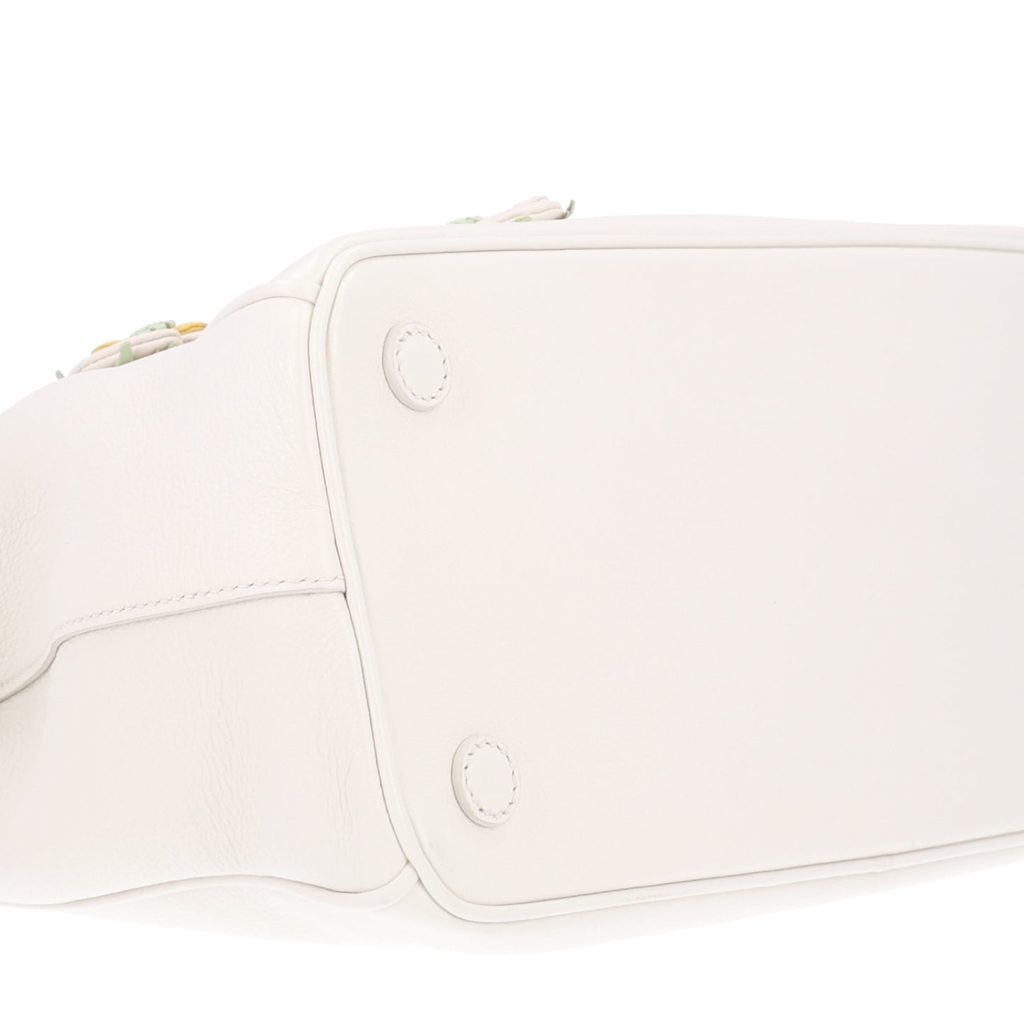 Nappa Floral Applique Large Galleria Tote White Ginestra Acqua
