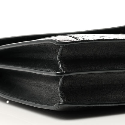 Saint Laurent Calfskin Crocodile Embossed Gaby Satchel Black 10 of 11