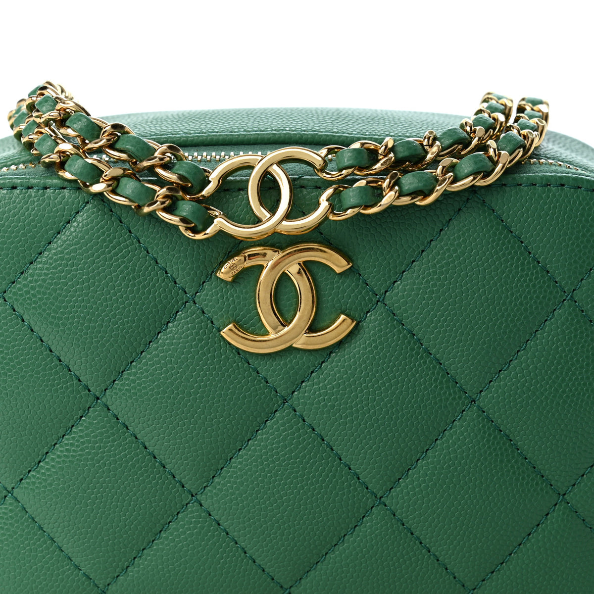 Chanel Caviar Quilted Mini CC You Camera Case Dark Green 8 of 10