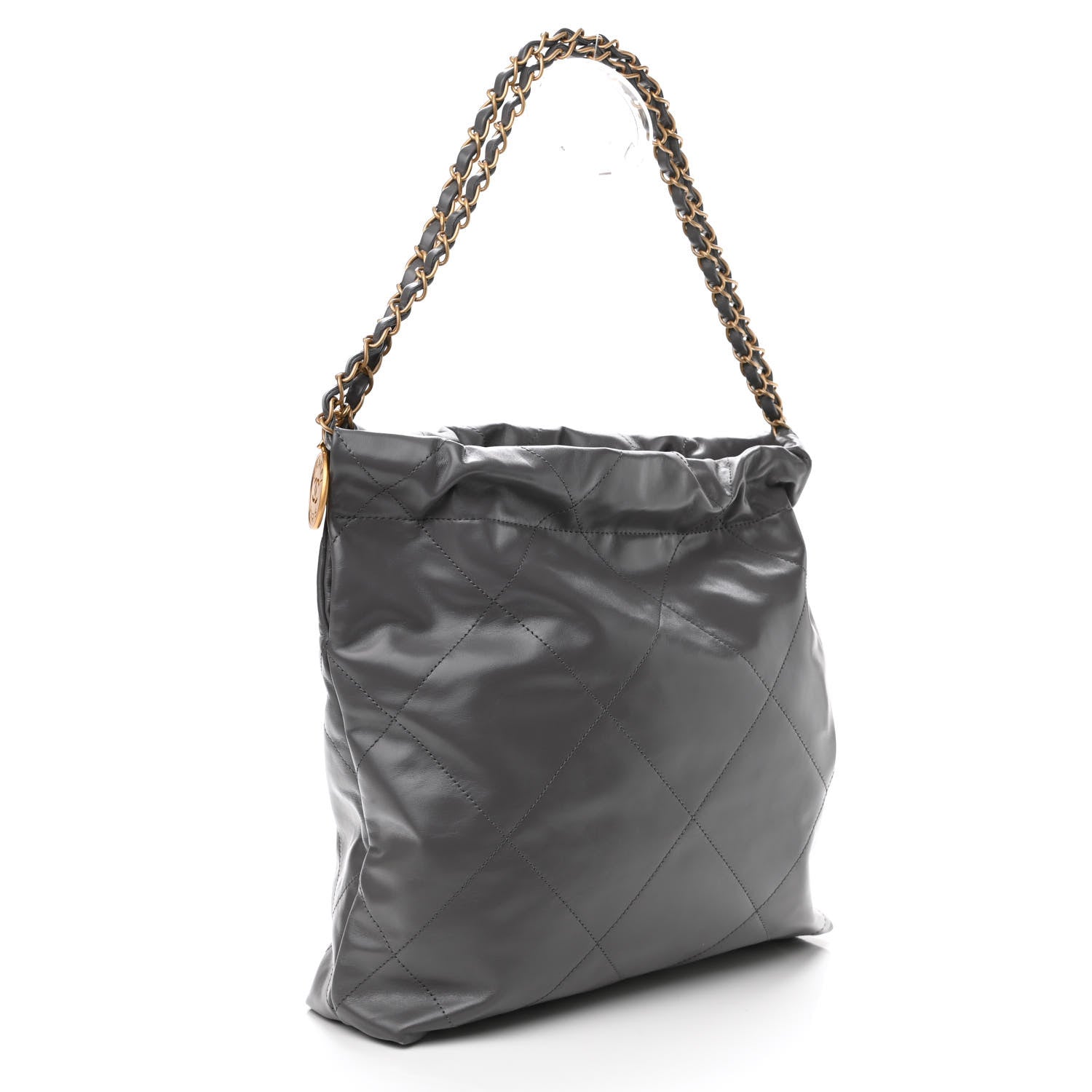 Chanel Shiny Calfskin Quilted Small Chanel 22 Grey 4 of 12