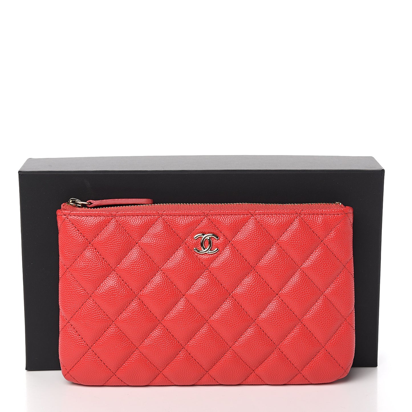 Caviar Quilted Cosmetic Case Red