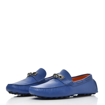 Hermes Epsom Mens Irving Driving Moccasin Loafers 43 Bleu Electrique 2 of 11