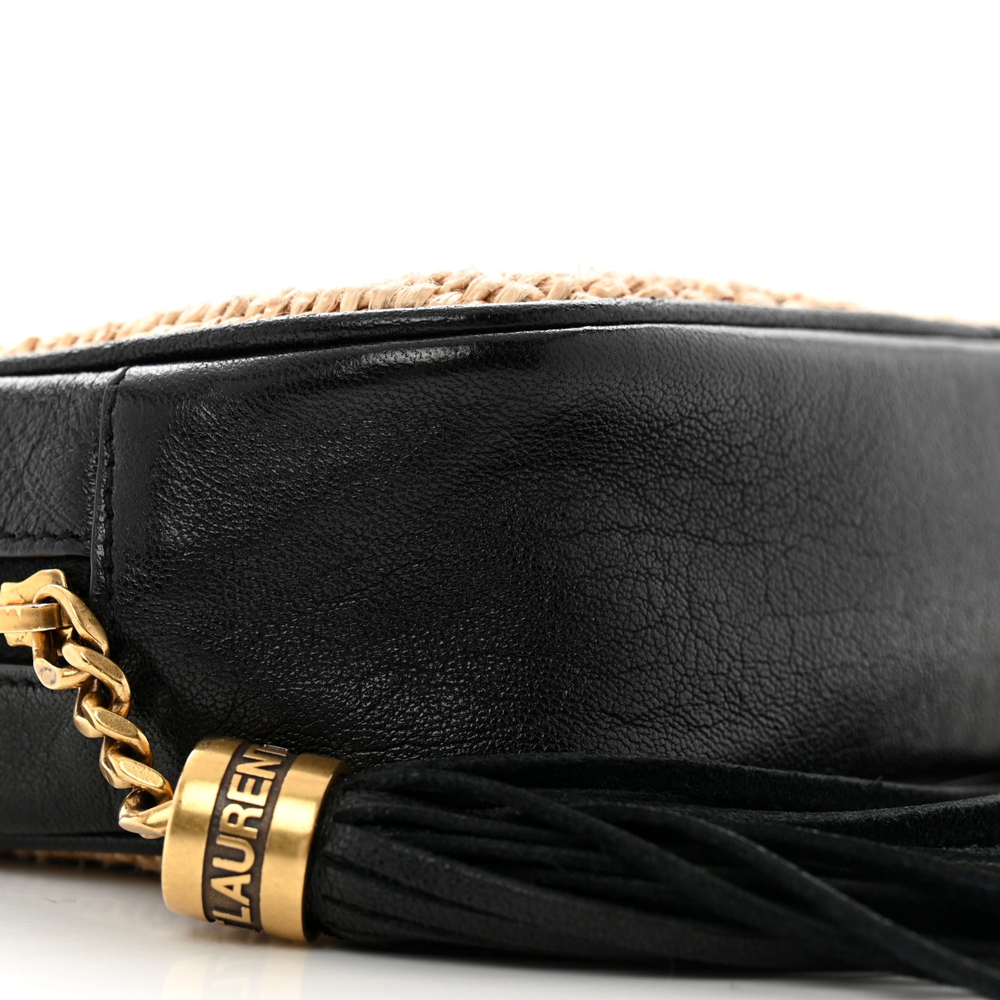 Raffia Canvas Monogram Mini Lou Camera Bag Beige Black