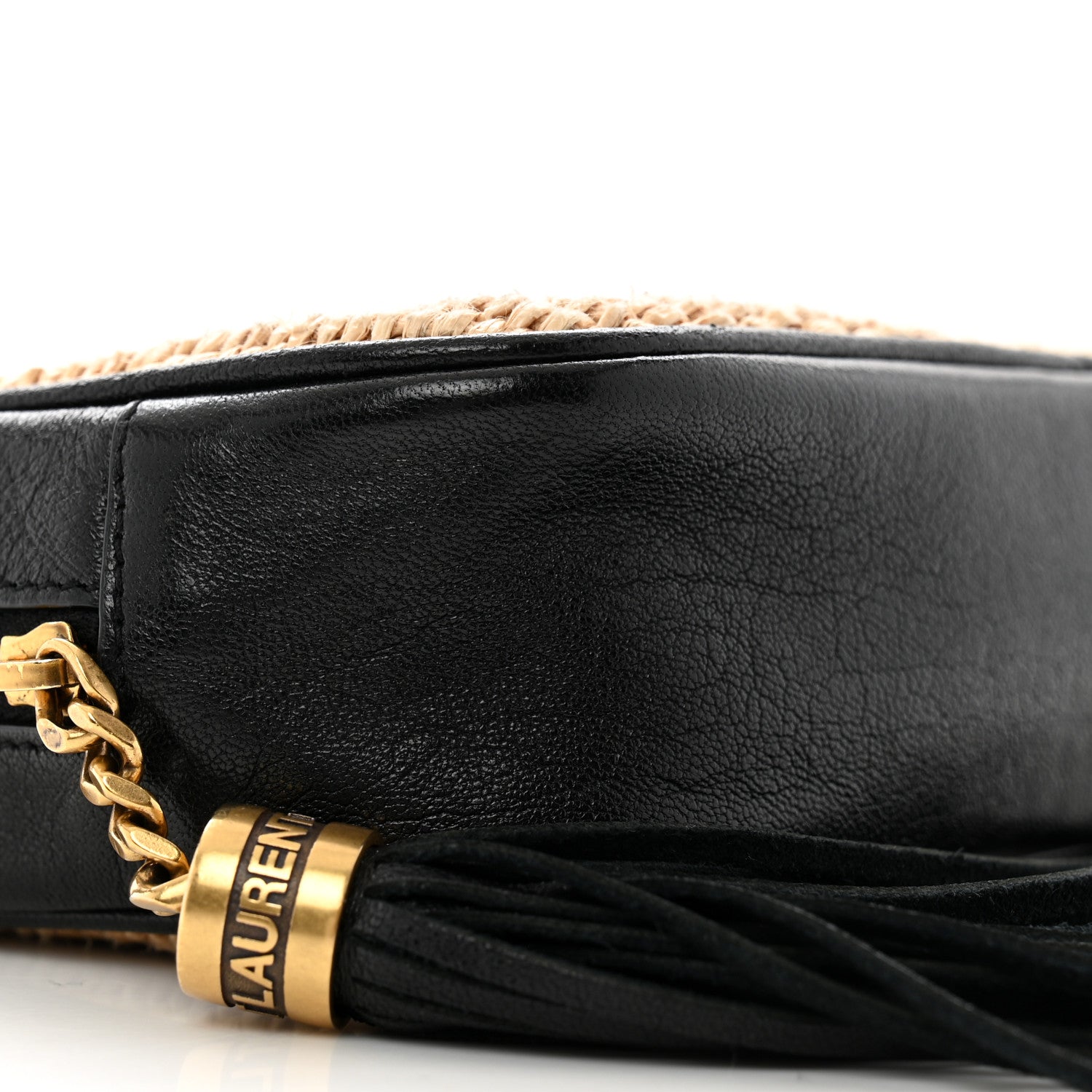 Saint Laurent Raffia Canvas Monogram Mini Lou Camera Bag Beige Black 9 of 13