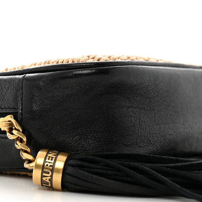Saint Laurent Raffia Canvas Monogram Mini Lou Camera Bag Beige Black 9 of 13
