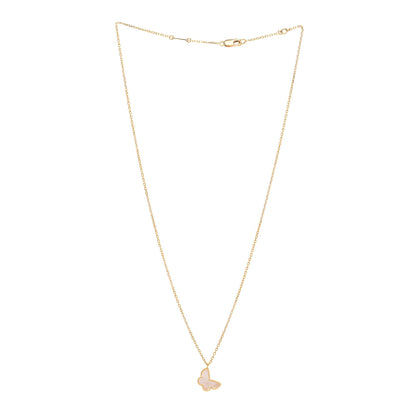 Van Cleef & Arpels 18K Yellow Gold Mother of Pearl Sweet Alhambra Butterfly Pendant Necklace 3 of 7