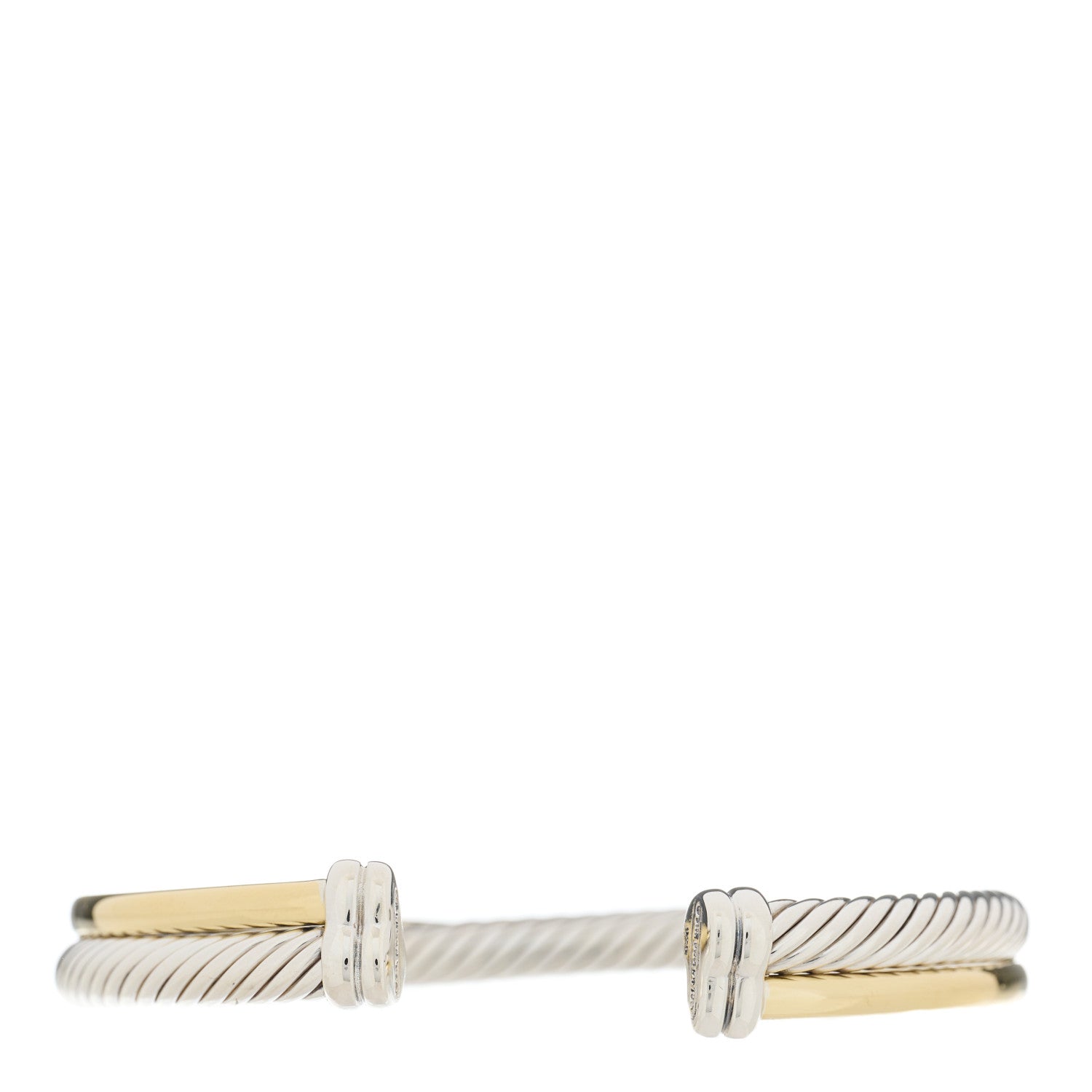 David Yurman Sterling Silver 18K Yellow Gold 5mm Crossover Cuff Bracelet 2 of 3