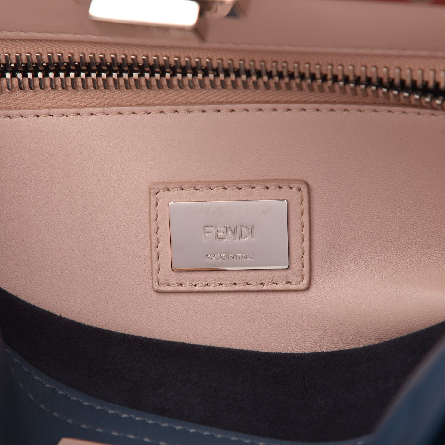 Fendi Vitello Seta Shiny Nappa Medium Peekaboo Iconic Satchel Blue Pink 6 of 9