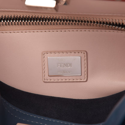 Fendi Vitello Seta Shiny Nappa Medium Peekaboo Iconic Satchel Blue Pink 6 of 9
