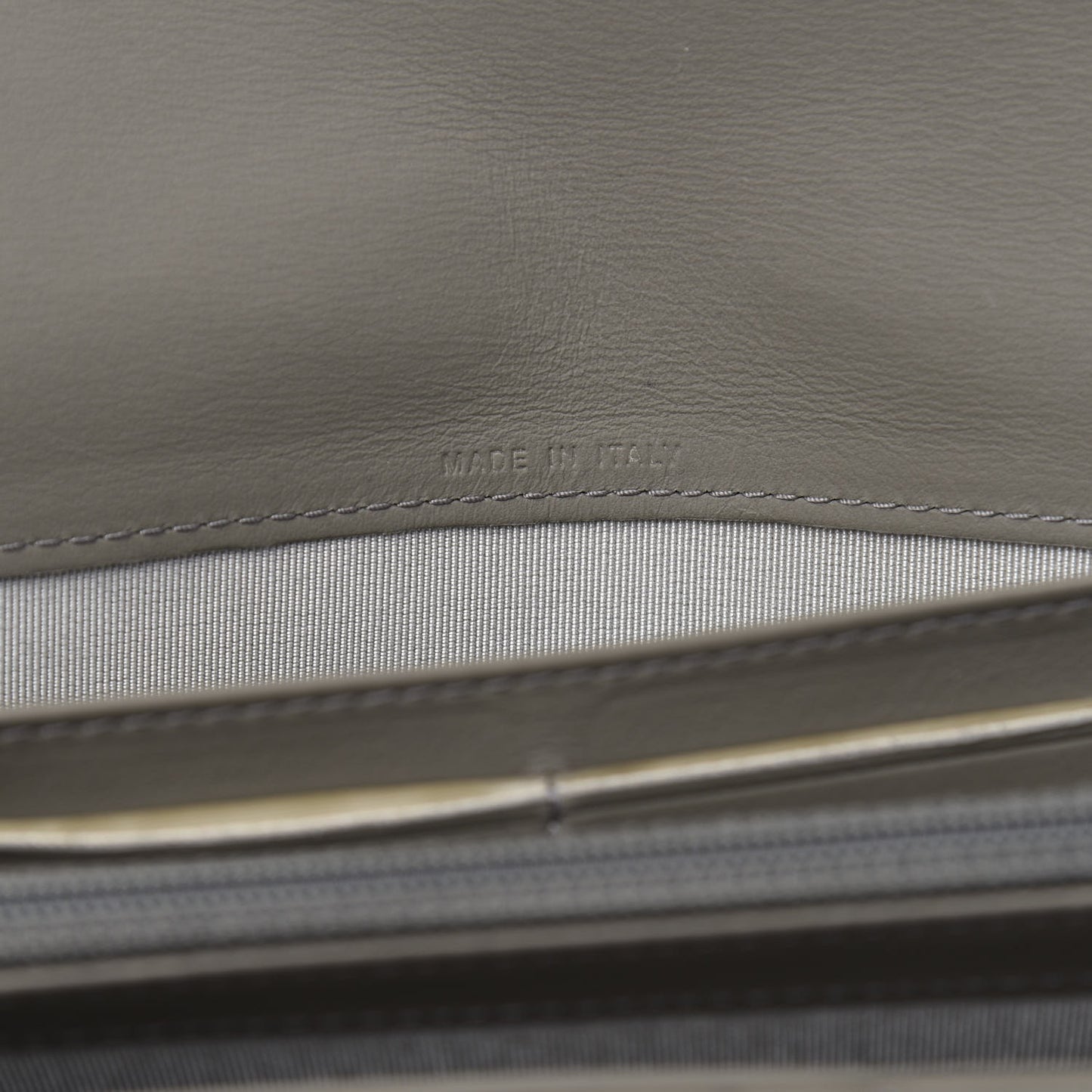 Calfskin Quilted Large Gusset Flap Wallet Grey